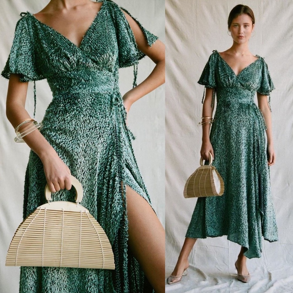Cult Gaia NWT Lilah Silk Blend Textured Mini Dress Seafoam Green - Medium